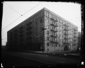 Queens Boulevard and Brogan [?] Avenue. Apartment house.