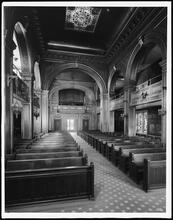 West 156th Street. Church of Our Lady of Esperanza, general view windows at entrance, interior.