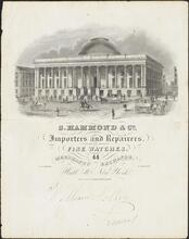 S. Hammond & Co., Importers and Repairers of Fine Watches, 44 Merchant's Exchange, Wall St., New York.