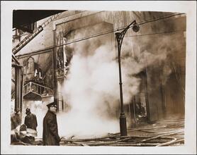 [Building on fire.]
