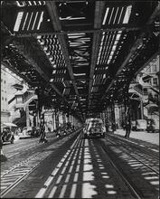 [Elevated railroad tracks.]