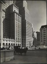 Squibb Building, 745 5th Avenue [View across Pulitzer Fountain showing Savoy-Plaza Hotel and Squibb Building.]