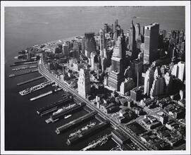 [Aerial view of Lower Manhattan.]