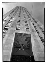 Rockefeller Center. RCA Building, up shot from below entrance.