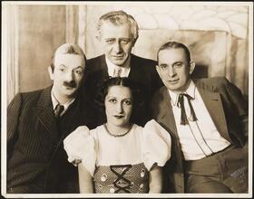 [Itsik Feld, Menachem Rubin, Aaron Lebedeff and Lucy Levine.]