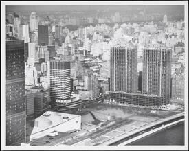 890-870 United Nations Plaza. United Nations Plaza Apartments. Aerial view from southeast