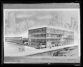 48th Street and 12th Avenue. Copy of architect's rendering of Dairy League Building.