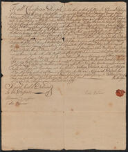 Deed issued by Nehemiah Palmer to his son, Nathan Palmer, June 1, 1750