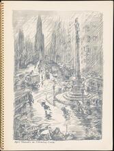 April Showers on Columbus Circle [Don Freeman's Newsstand.]