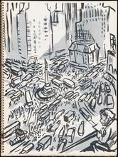Don Freeman's Newsstand [Aerial view of Columbus Circle.]