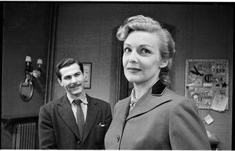 Goodbye My Fancy [Cast on stage. Madeleine Carroll as Agatha Reed.]