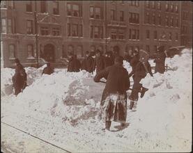 Snow Scenes, Blizzard, Street Scenes in New York City.