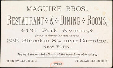Maguire Bros., Restaurant & Dining Rooms