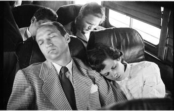 Vaughn Monroe [Band members sleeping inside the tour bus.]