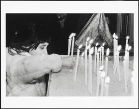 Little girl lighting candles, St. Mary's Orthodox Church, Bay Ridge, Brooklyn