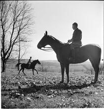 Arthur Godfrey [Godfrey on a horse.]