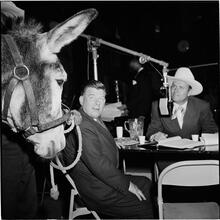 Arthur Godfrey [Godfrey interviewing a man, possibly for his show, Arthur Godfrey's Talent Scouts.]