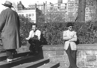 Untitled [Men sitting on wall, Union Square]