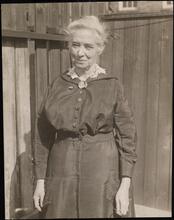 [Al Smith's mother (neé Maria Marsh) in her Brooklyn backyard.]