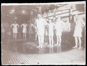City Lodging House, 23rd Street & First Avenue -- lodgers taking compulsary bath, "Well-nourished" fat.