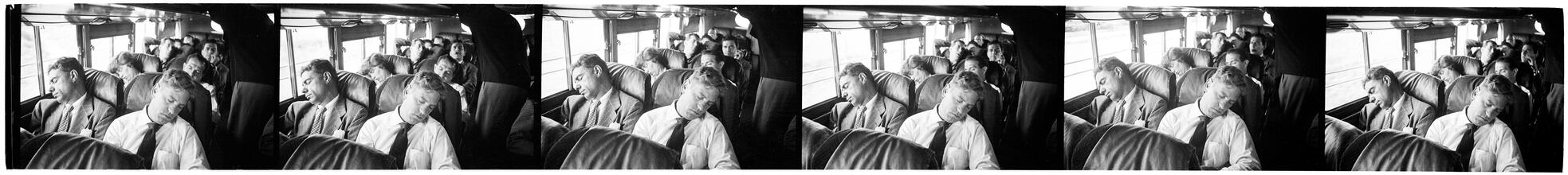 Vaughn Monroe [Band members sleeping inside the tour bus.]