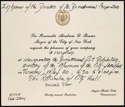 The Honorable Abraham D. Beame Mayor of the City of New York requests the pleasure of your company