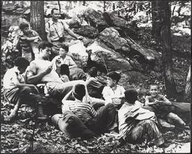 Union Settlement House, Summer Camp Hikers Resting with Counselors.