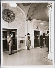 Interior, elevator lobby.