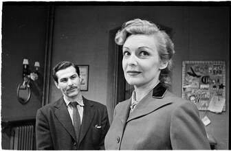Goodbye My Fancy [Cast on stage. Madeleine Carroll as Agatha Reed.]