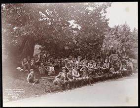 Public School 105 in Manhattan at the vacation playgrounds in Bronx-Park. August 19th 1902.