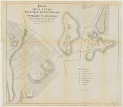 Plan of Fort Greene and Line of Intrenchments, from the Wallabout to Gowanus Creek, with a topographical sketch of the country.