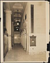 [Interior, elevator lobby.]
