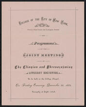 Programme of the Joint Meeting of the Clionian and Phrenocosmian Literary Societies