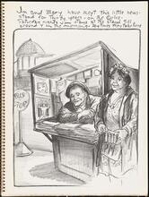 Jim and Mary have kept this little newsstand for thirty years- on the Circle- Saturday nights Jim stays at the stand till around 4 in the morning - daytimes they take turns [Don Freeman's Newsstand.]