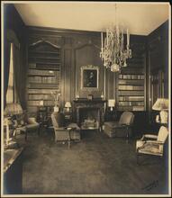 [Residence. Interior, library.]