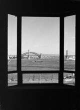 [Hell Gate Bridge from a window.]