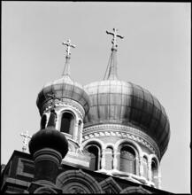 [Onion domes of St. Nicholas Russian Orthodox Cathedral, 15 East 97th Street.]