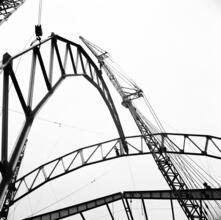 [Construction at the New York World's Fair site.]