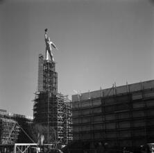 [Construction of the U.S.S.R. pavilion, New York World's Fair site.]