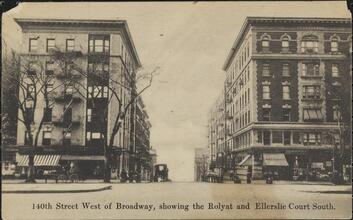 140th Street West of Broadway, showing the Rolyat and Ellerslie Court South.