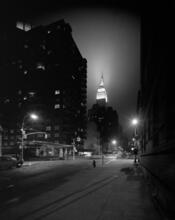 [Looking west on East 35th Street past Lexington Avenue.]