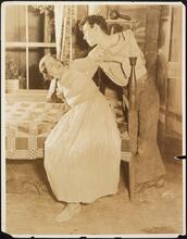 [Margaret Borough as Jude Lowry and John F. Hamilton as Rufe Pryor in "Hell-bent Fer Heaven".]