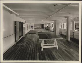 S.S. "Nieuw Amsterdam", 5th Street, Hoboken, N.J., Tourist Class, Enclosed Sport Deck.