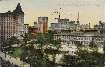 City Hall and Broadway, New York.
