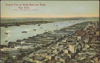 General View of North River and Docks, New York.