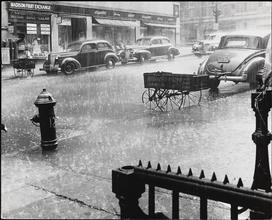 View out of window of store, Rainy Day, Madison Avenue between 96th & 97th Streets
