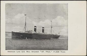 American Line U.S. Mail Steamer "St. Paul" (11,629 Tons).