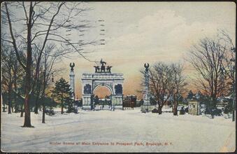 Winter Scene at Main Entrance to Prospect Park, Brooklyn, N. Y.