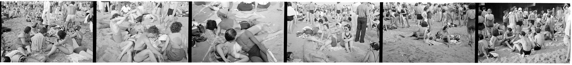 [Coney Island beach scenes.]