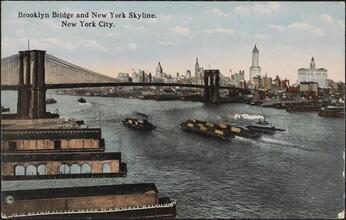 Brooklyn Bridge and New York Skyline. New York City.